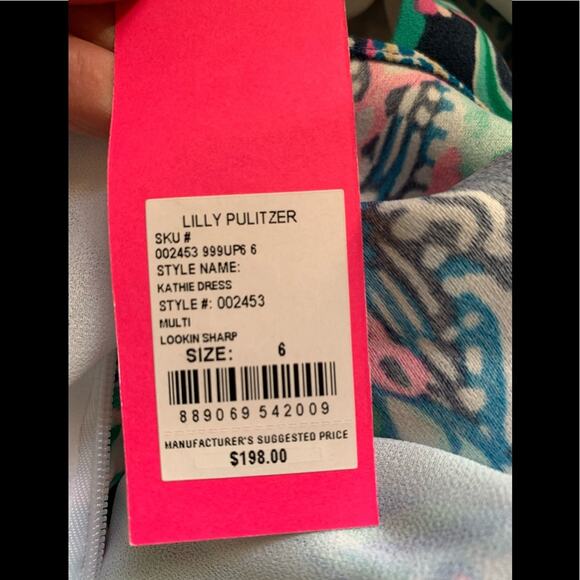 Lilly Pulitzer Kathie Flutter Sleeve Mini Dress Lookin Sharp Blue Print 6 - Picture 10 of 11